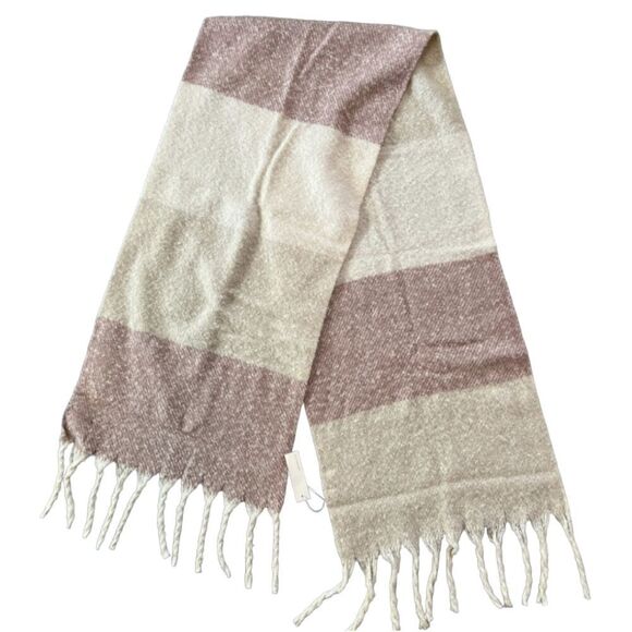 NWT Gentle Fawn Pink Tan Beige Huntington Scarf with Fringe - Picture 2 of 7